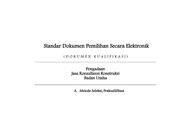 Standar Dokumen Pemilihan Secara Elektronik Pengadaan Jasa Konsultansi Konstruksi Badan Usaha
